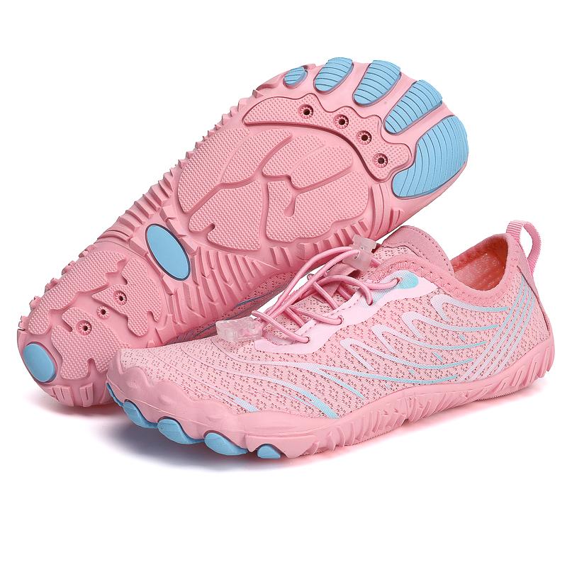 Barfußschuhe fürs Fitnessstudio, Damen und Herren, Pro-Wasserschuhe, Barfuß-Wanderschuhe, breite Zehenpartie, rutschfeste, atmungsaktive Zero-Drop-Schuhe 44 rosa