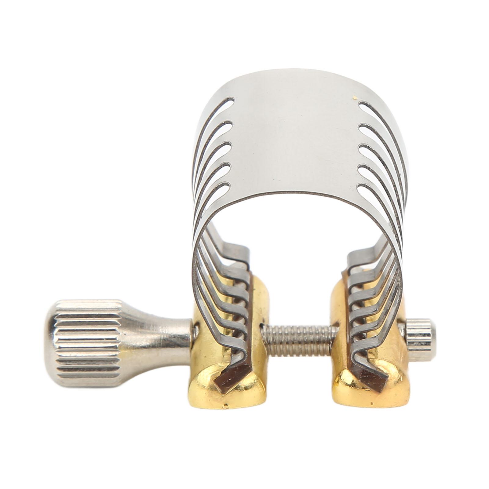 Saxophon Mundstück Clip Edelstahl Schraubverstellung Saxophon Ligatur mit Aufbewahrungsbox