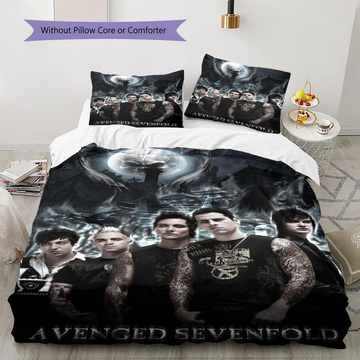 Bohse Onkelz Muster Bettwäsche Steppbett Set Bettbezug Kissenbezug Heimdekoration Geschenk (1 Bettbezug + 2 Kissenbezüge, ohne Füllung) 240x220cm