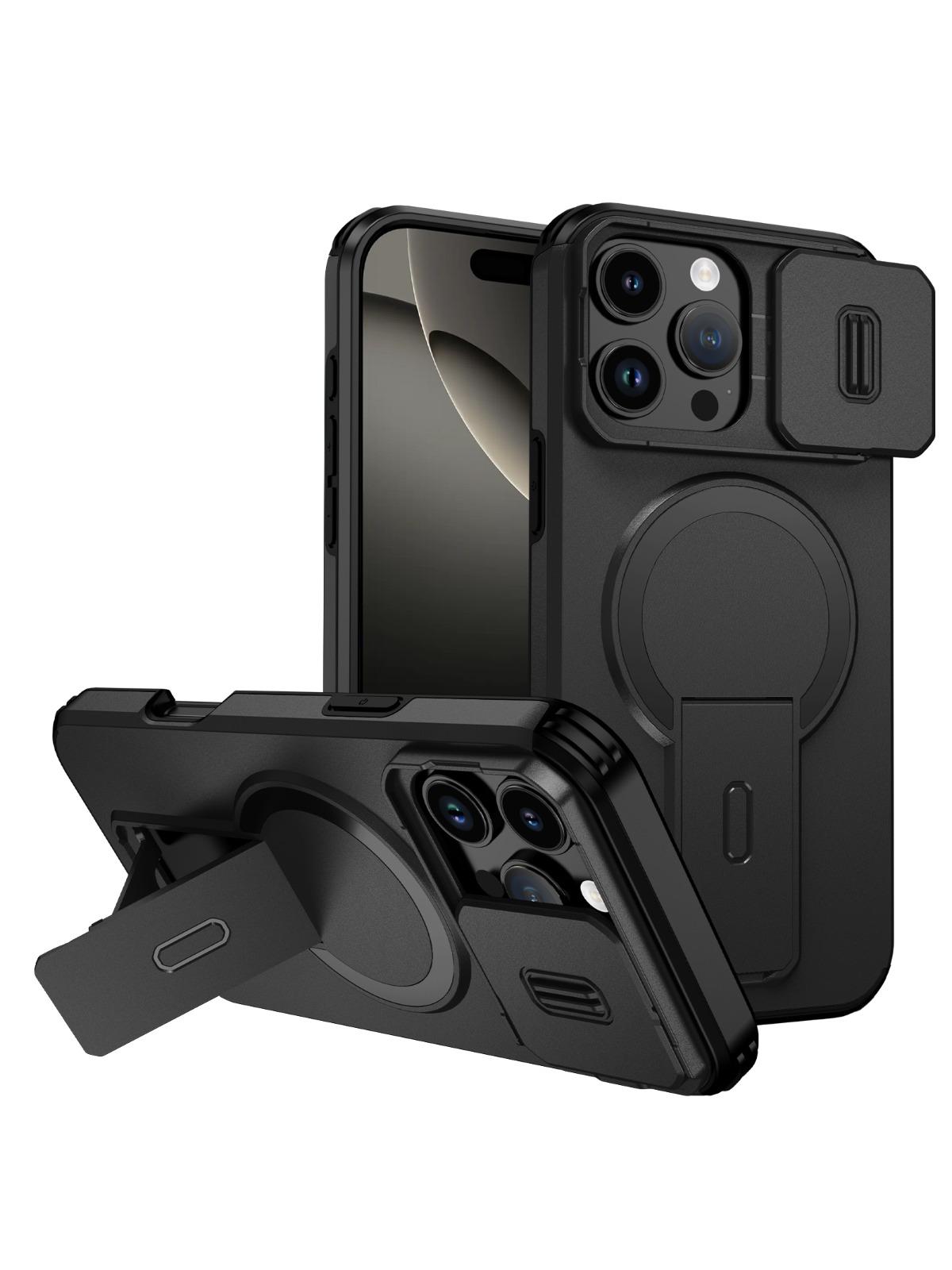 Ständer Drehbar Schiebe Kameraobjektiv Hülle für Iphone 17 Pro Max Air 16e 15 14 Plus 16 12 13 Pro Iphone17 Hülle iPhone 16 Pro schwarz