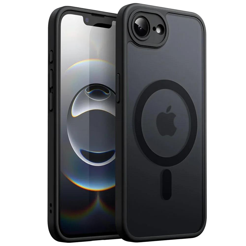 Matte Klare Hülle mit Magsafe für iPhone 16E Magnetisches Kabelloses Laden Stoßfeste Hülle für iphone 16 15 14 13 Pro Max Plus Coque For iPhone 13 Pro gray