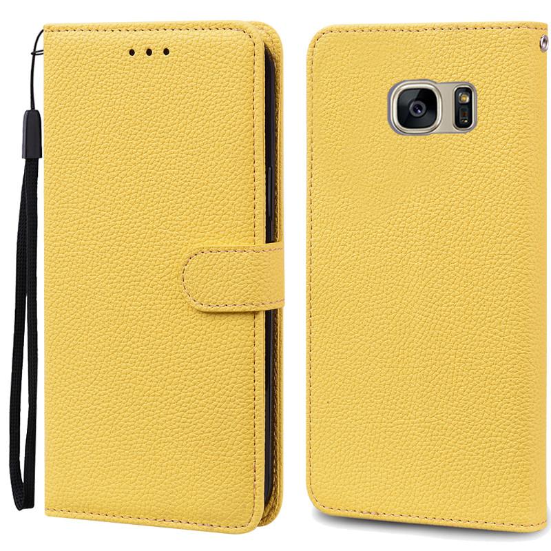 S7Edge Fall Für Samsung Galaxy S7 Fall Leder Brieftasche Auf Für Samsung S7 Rand Fall Weiche Flip-Cover Für Samsung s7 S 7 Rand Fundas For Samsung S7 gelb