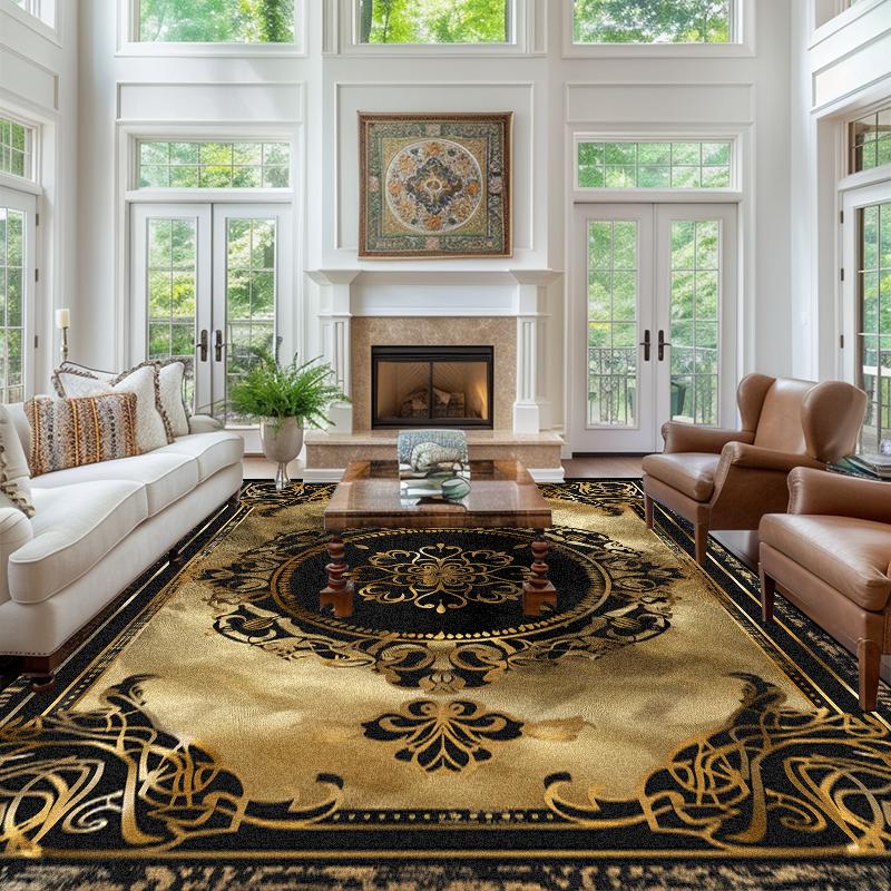 Moderner goldener Luxus Großer Teppich Zuhause Schlafzimmer Bettseite Dekoration Teppiche Waschbar Rutschfest Couchtischmatte Europäisches Hotel Carpe 160*200cm