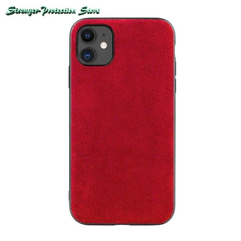 Italienische Alcantara Lederhülle für iPhone 15 Pro Max 14 13 12 11 Xs Max Luxuriöse Business Handyhülle iPhone 16 Pro Max Xs Xr Hülle For iPhone 15 Pro Max rot