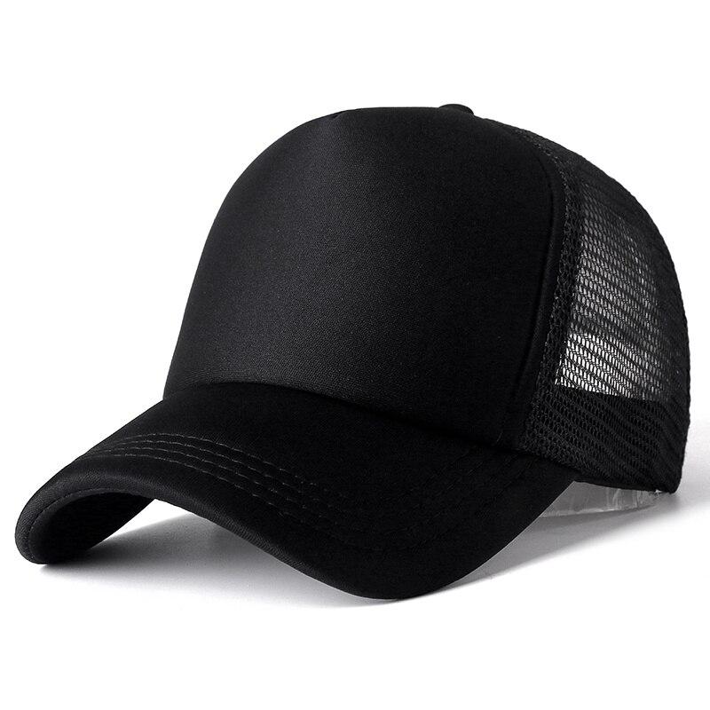 Unisex-Kappe, lässig, einfarbig, Mesh-Baseballkappe, verstellbare Snapback-Hüte für Damen und Herren, Hip-Hop-Trucker-Kappe 54cm-60cm schwarz