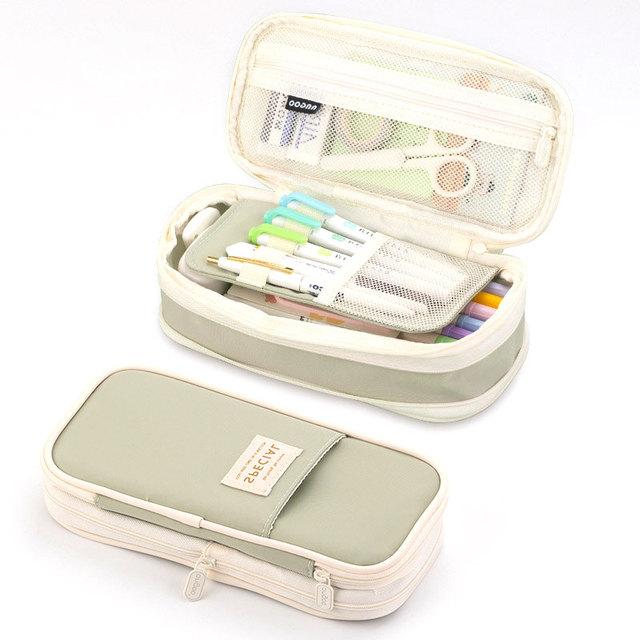 Kawaii Lila Federmäppchen, großes Fassungsvermögen, Stifttasche, Halter, Box für Mädchen, Büro, Studenten, Schreibwaren, Organizer, Schulbedarf grün