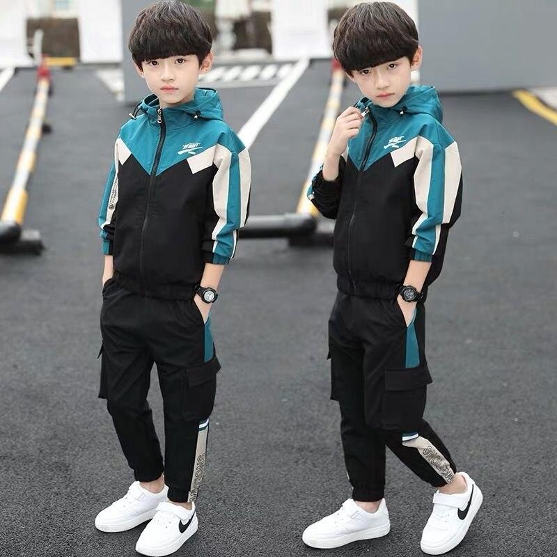 Jungen Kleidung Sets Frühling Herbst Teenager Jungen Kleidung Kinder Baumwolle Casual Sport Anzug Kinder Mode Trainingsanzüge Für 5-14Y 170cm grün