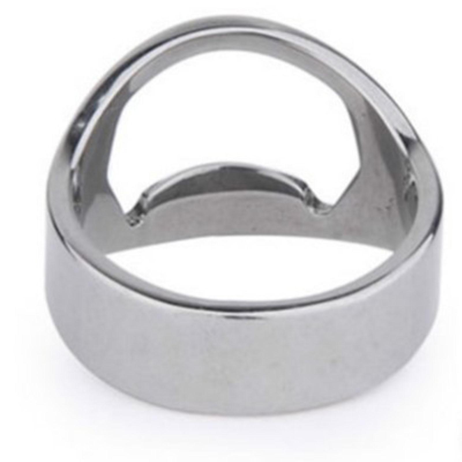 Flaschenöffner-Ring aus Edelstahl, tragbarer Ring-Flaschenöffner für Partys, Grillen, Silber