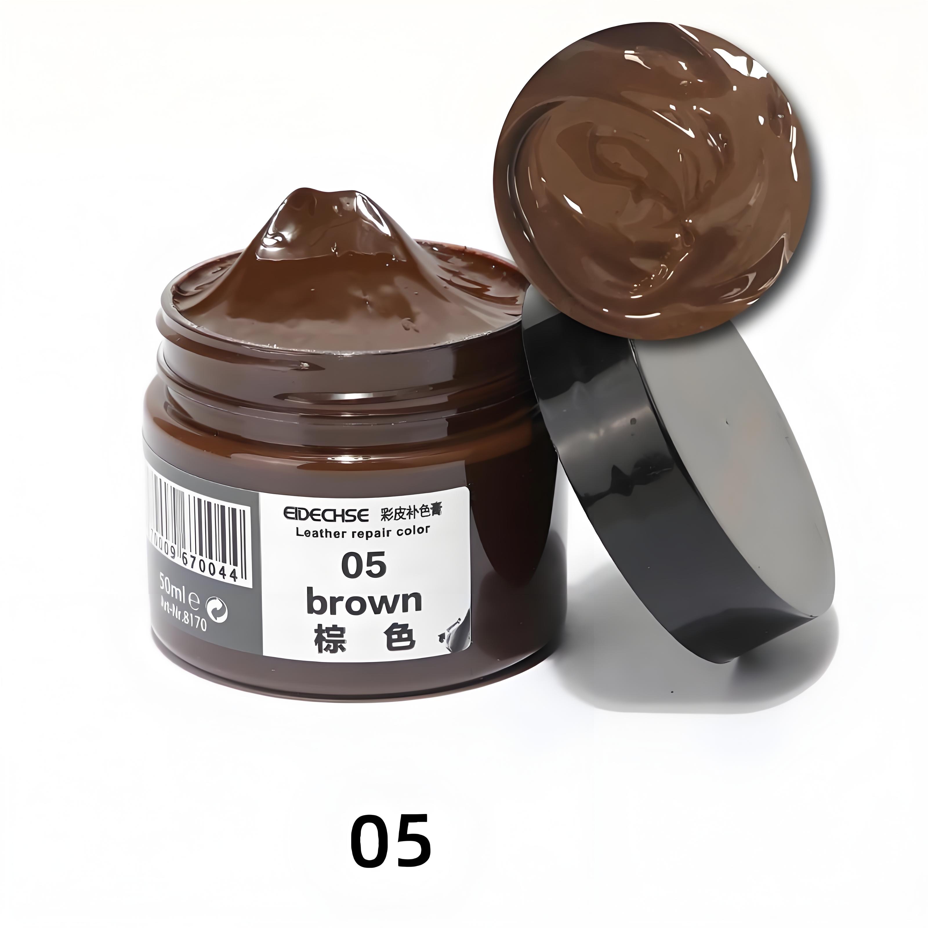 50 ml Lederreparaturcreme, Füllmasse, Lederrestaurierung für Schuhe, Autositz, Sofa, Mäntel, Löcher, Kratzer, Risse, Wiederherstellung der Reparaturfarbe braun