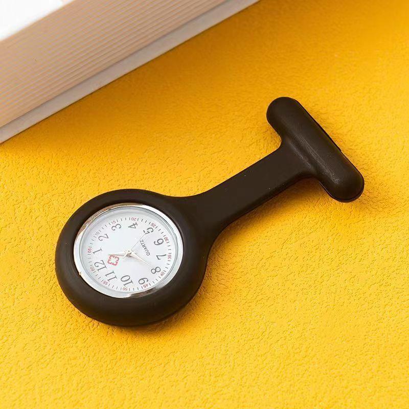 Krankenschwesteruhr aus Silikon mit Clip, medizinische Taschenuhr für Studenten, Frauen und Männer, perfekt für Uniformen, Krankenhäuser und Kliniken schwarz