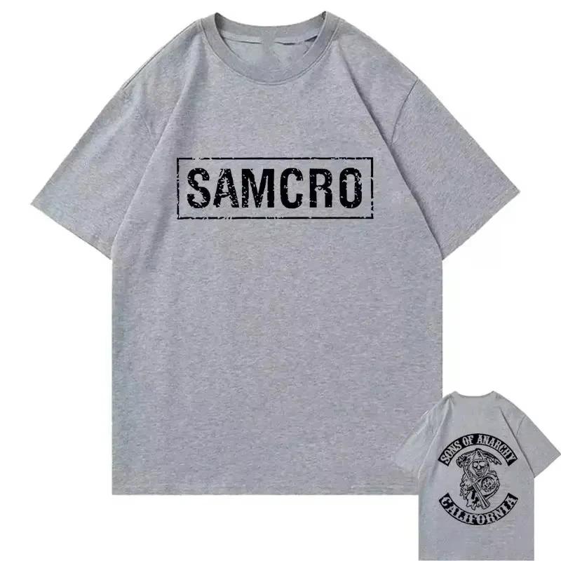 Sons of Anarchy SAMCRO Print T-Shirt Männer Frauen Trend Hip Hop Rock Übergroßes Kurzarm-T-Shirt Sommer Baumwolle T-Shirts Kleidung Tops M rot