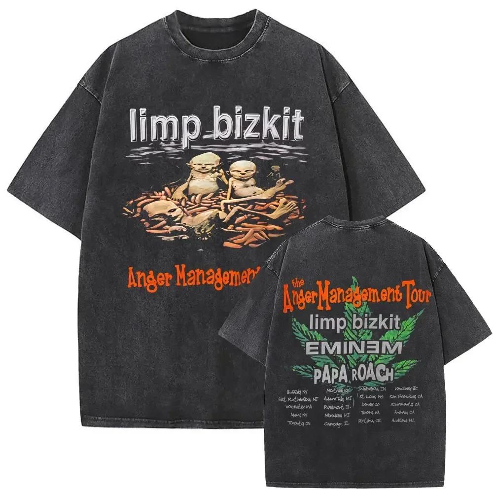 Y2k T-Shirt Unisex Kleidung Gewaschen Vintage Rockband Limp Bizkit Album Grafik 2026 Unisex Kleidung T-Shirt Mann Grafische T-Shirts Y2K XXL navy blau