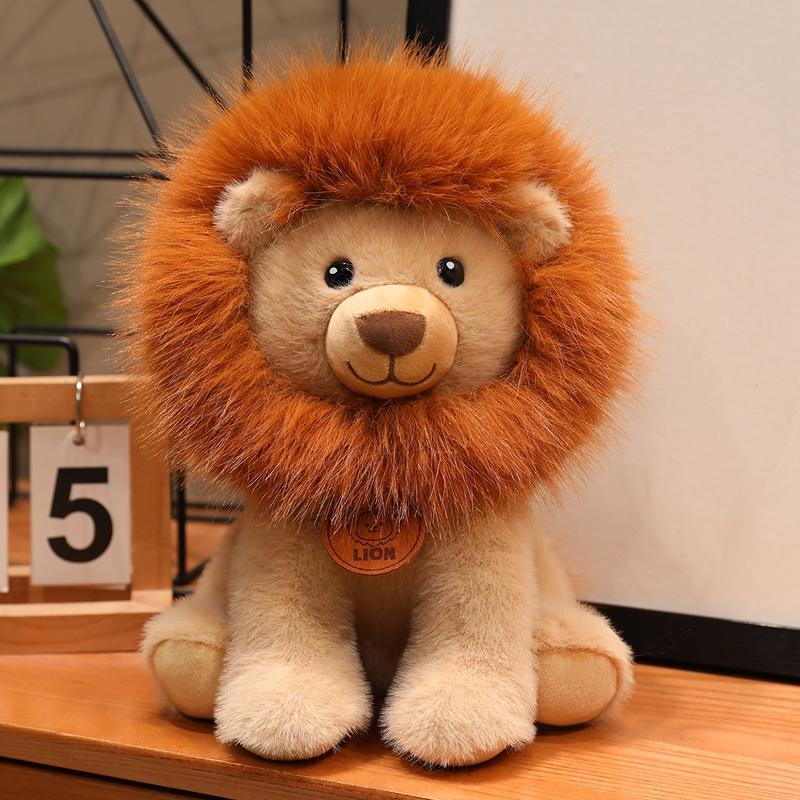 Neues Plüschtier Löwe Lebensechter Wildtier Männlicher Löwe Plüschtier Stofftier Löwe Weiche Puppe Kinderspielzeug Kinder Geburtstagsgeschenk 25cm orange