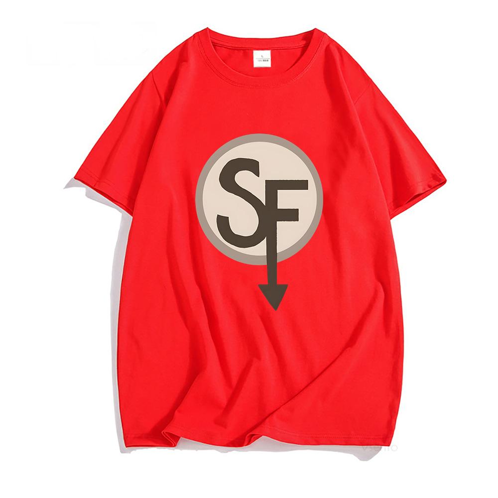 Sally Face Spiel Druck T-Shirts Kurzarm Herren Damen T-Shirt Streetwear Hip Hop Grafik T-Shirts Baumwoll T-Shirts Tops Lässig XXL rot