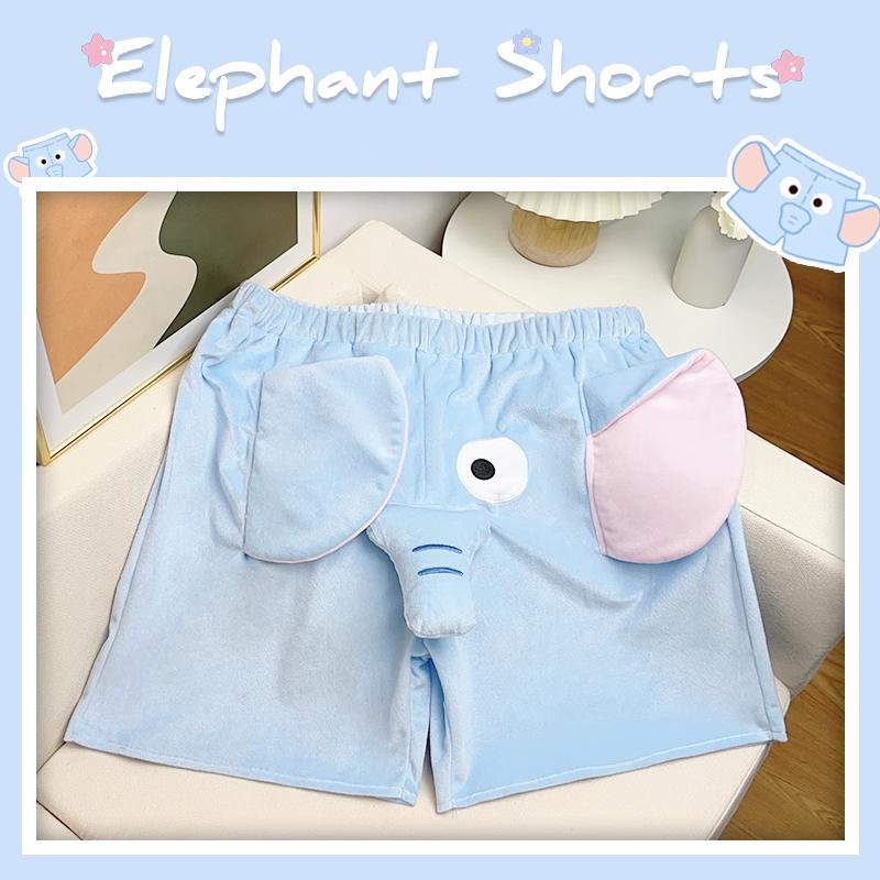 Fliegende Elefanten-Shorts, Elefanten-Paar-Shorts, Dumbo-Trunk-Shorts, lustige Pyjama-Hose XXL blau