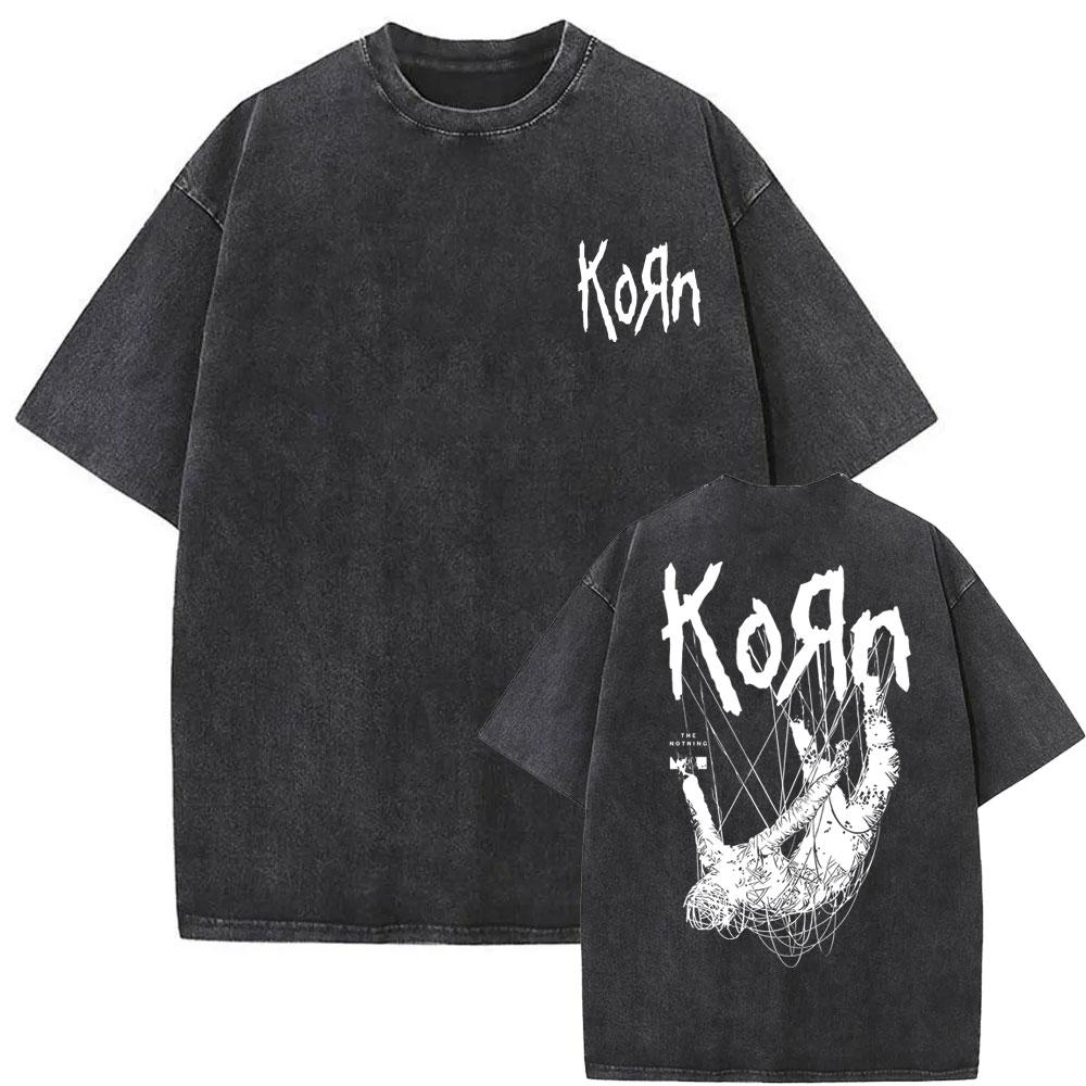 Gewaschenes Vintage-Rockband Korn Ftl 25 Follow The Leader T-Shirt Herren Gothic Casual Oversized Tees Herren T-Shirt Herren Vintage T-Shirt S