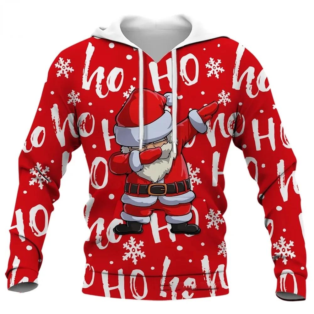 Mode Neujahr Weihnachten Jersey Weihnachtsmann Lustiges Muster Herren Hoodie Bunt Schneemann Mode Harajuku Kleidung Sweatshirts XL