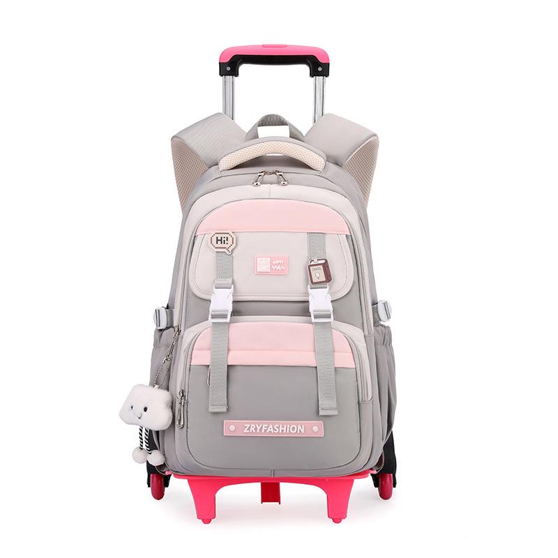 Schul-Rollerrucksack Große Kapazität Trolley-Rucksack Studenten-Trolley-Tasche ZRY5204 graue