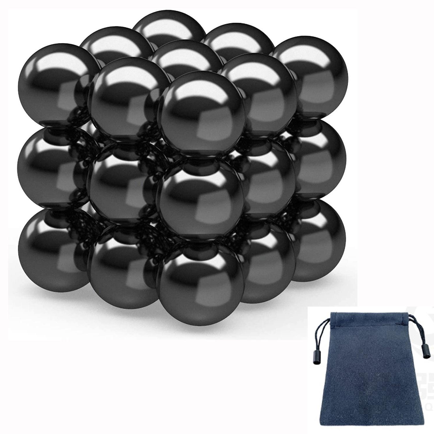 27-teiliges Fidgets-Wissenschaftsset, ordentliche Magnetblöcke, Hämatit-Magnetsteine, polierte Magnete, Fidget-Gadget für das ordentliche Organisieren im Home Office Diameter 10mm-27pcs schwarz