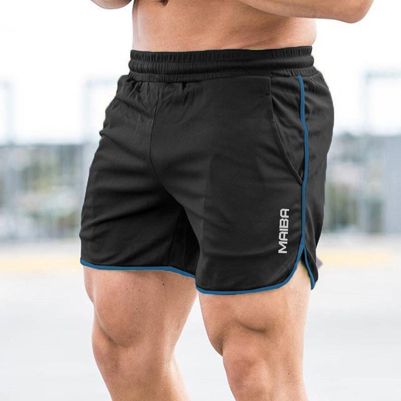 Männer Fitness Bodybuilding Shorts Mann Sommer Turnhallen Workout Männlichen Atmungsaktives Netz Schnell Trocknend Sportswear Jogger Strand Kurze Hosen XXL blau/schwarz