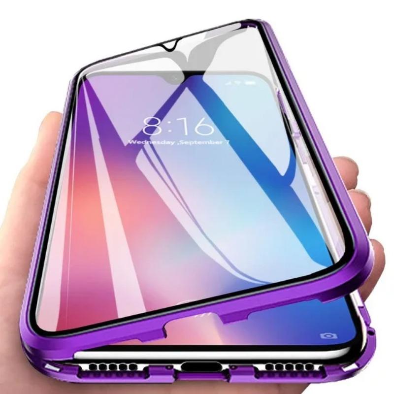 360 doppelseitige Glas-Metall-Magnethülle für Samsung Galaxy S22 S21 S23 S24 FE S25 Plus Ultra A16 A26 A25 A36 A35 A56 A55 5G Schutzhülle For Galaxy S21 Ultra violett