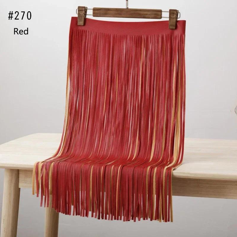 Meetee 55/70cm Extra Lange Lederquaste Fransen Kleid Jacke Dekoration Spitzenbesatz Kanten Fransen DIY Bekleidung Nähen Handwerk Zubehör 64X55cm-1Pc rot