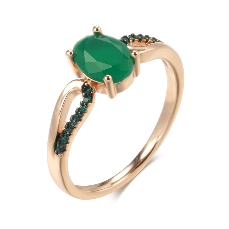 Kinel Opal Grün Zirkon Ringe Für Frauen Vintage Rose Gold Farbe Party Schmuck 10 rose gold