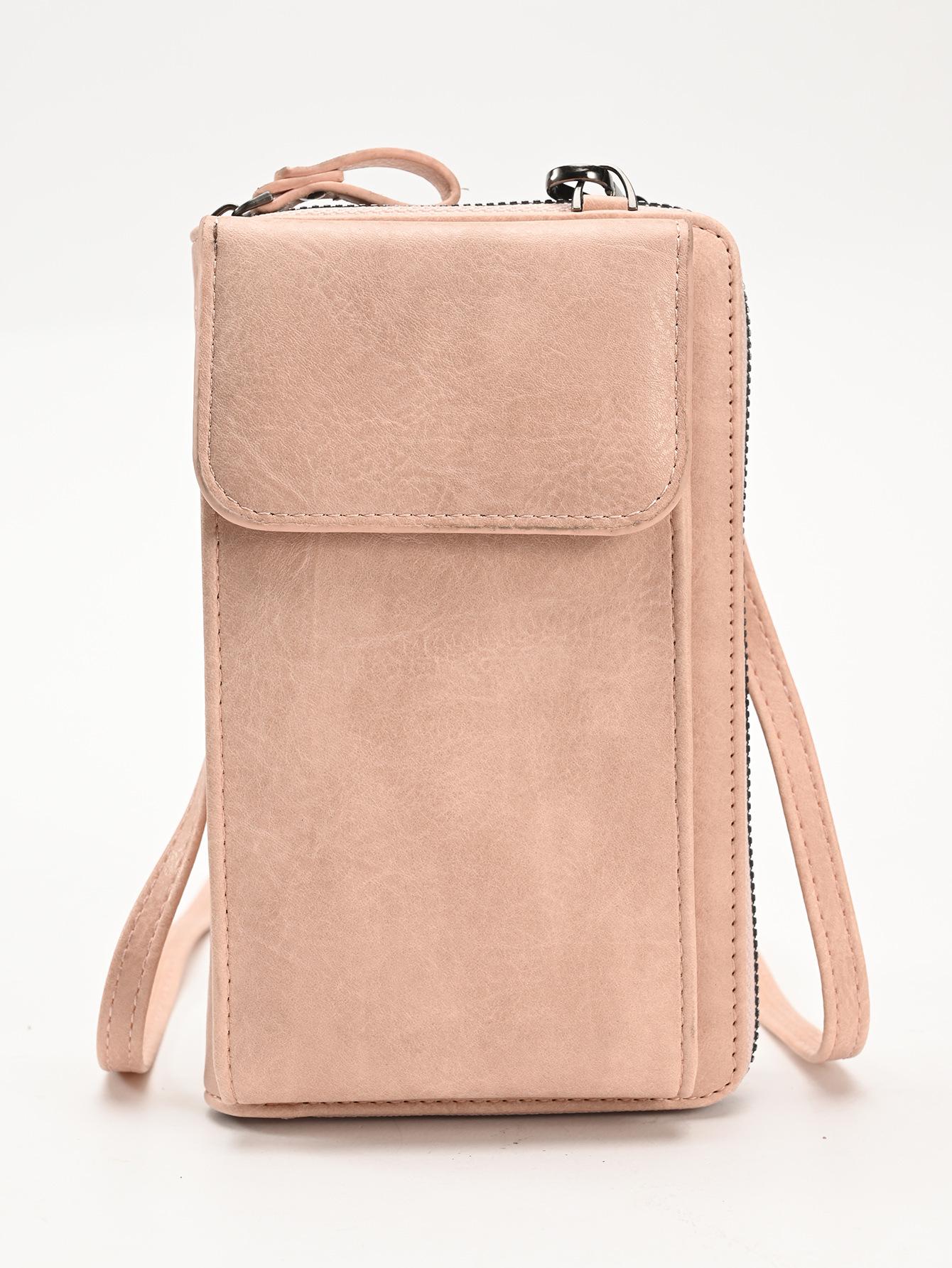 Handy-Geldbörse, Smartphone-Geldbörse, Leder, Schultergurt, Handtasche, Damen, taktile Outdoor-wasserdichte Tasche rosa