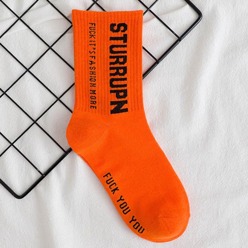 Neue Baumwolle Atmungsaktive Lange Socken Mode Unisex Socken Coole Brief Harajuku Lustige Socken orange