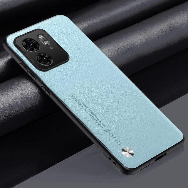 Schlichte PU-Lederhülle für Motorola Moto Edge 40 Neo Edge40 Rückseite, mattes Silikon, stoßfester Schutz, weiche Kante, Handyhülle für Moto G84 G 84 5G For Moto Edge 30 ultra himmelblaue