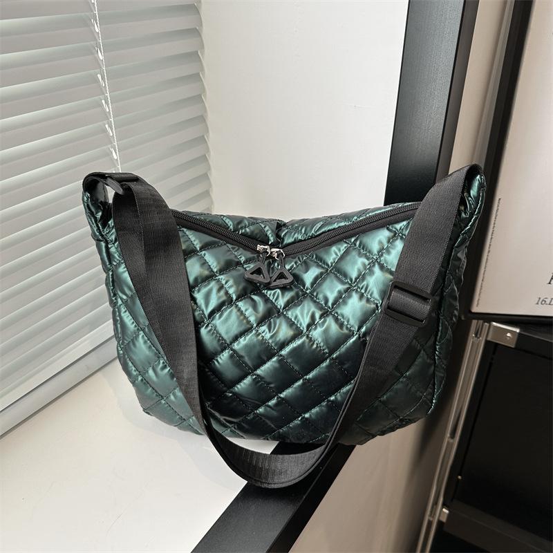 Taschen Herbst und Winter Diamantgestickte Baumwollkleidung Taschen Große Kapazität Modische und vielseitige Ein-Schulter-Umhängetaschen gray