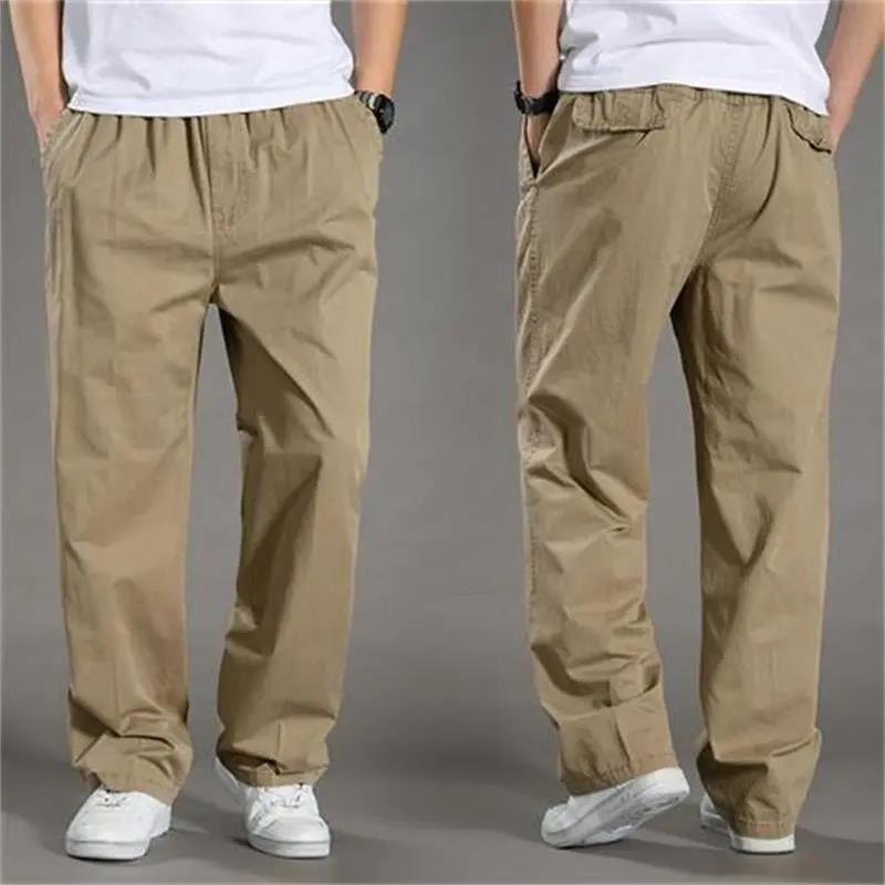 Sommer Plus Größe männer Breite bein Hosen Multi-taschen Overalls Gerade Casual Hosen Outdoor Lose Version Sport Hosen XXL khaki