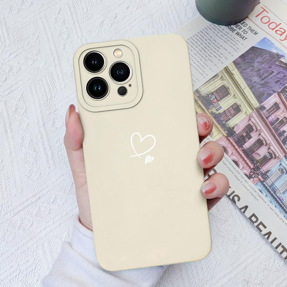 Für Apple iPhone 11 12 13 14 15 Pro Max X XS XR SE 6 7 8 Plus Fall zurück Abdeckung Mode Liebe Herz Flüssiges Silikon Paar Telefon Fällen Für iPhone Stoßstange iPhone 12