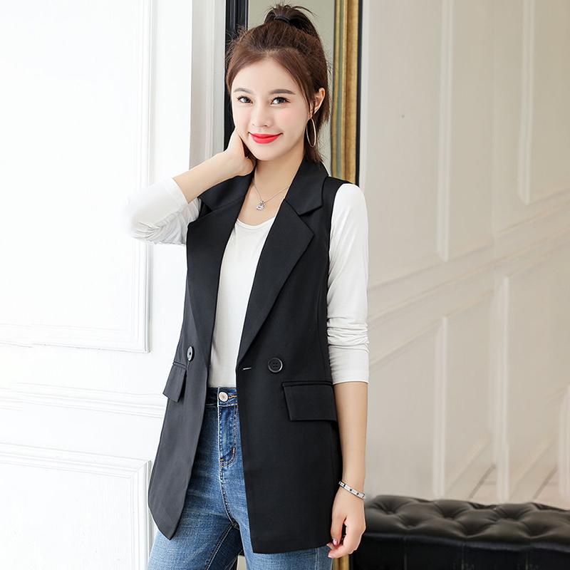 Damen-Weste, Anzugjacke, lässige Anzugjacke, Retro-ärmellose Jacke, Damen-Weste, Jacke, Damen-Selbstkultivierungs-Einknopf-Blazer XXL schwarz