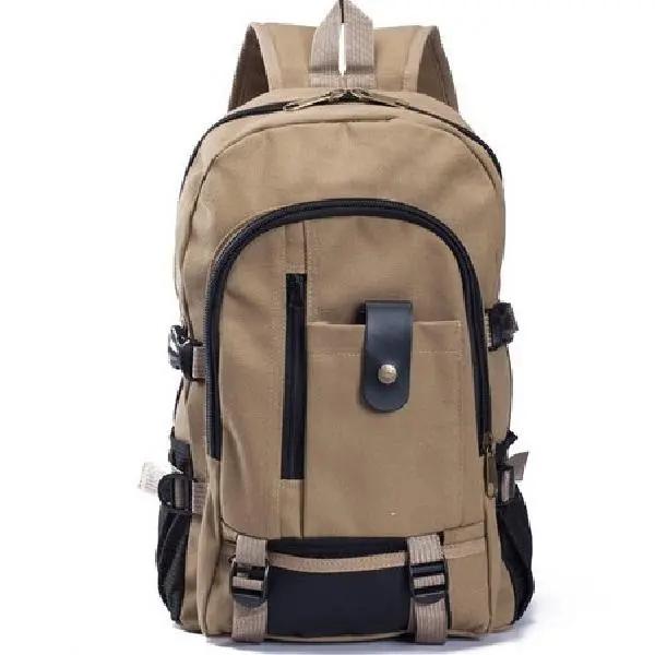 Rucksack mit großer Kapazität, Bergsteigertasche, Rucksack für Männer, Canvas, große Kapazität, High-School-Rucksäcke, Outdoor-Reisen, Campingtasche, Computertasche One Size dunkle khaki