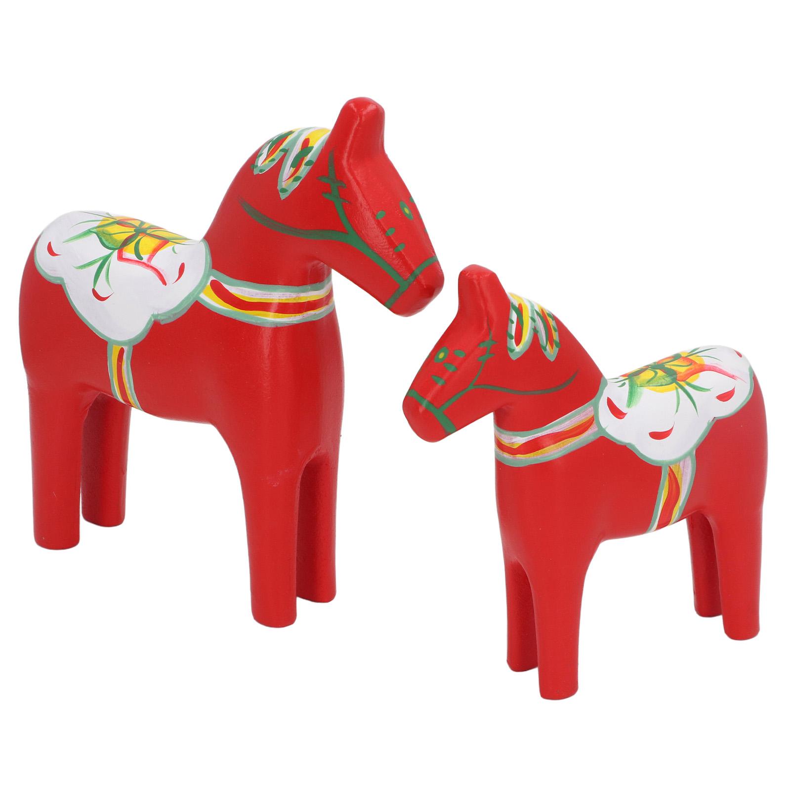 1 Paar schwedische Dala Pferd Dekor Holz traditionelle bemalt Dalecarlian Pferd Statue Figur Home rot
