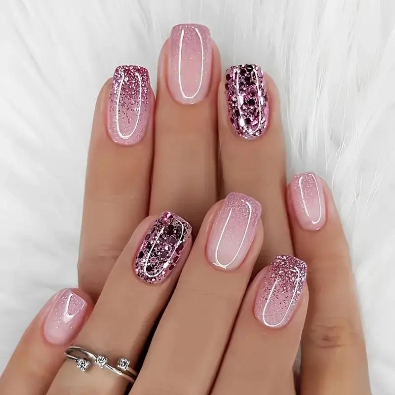 24 Stück 3D French Press on Nails Y2k Love Bow Sweet Almond Falsche Nägel Patch Ins Fashion Girl Gefälschte Nägel Tipps Tragbare vollständige Abdeckung 48PCS rosa