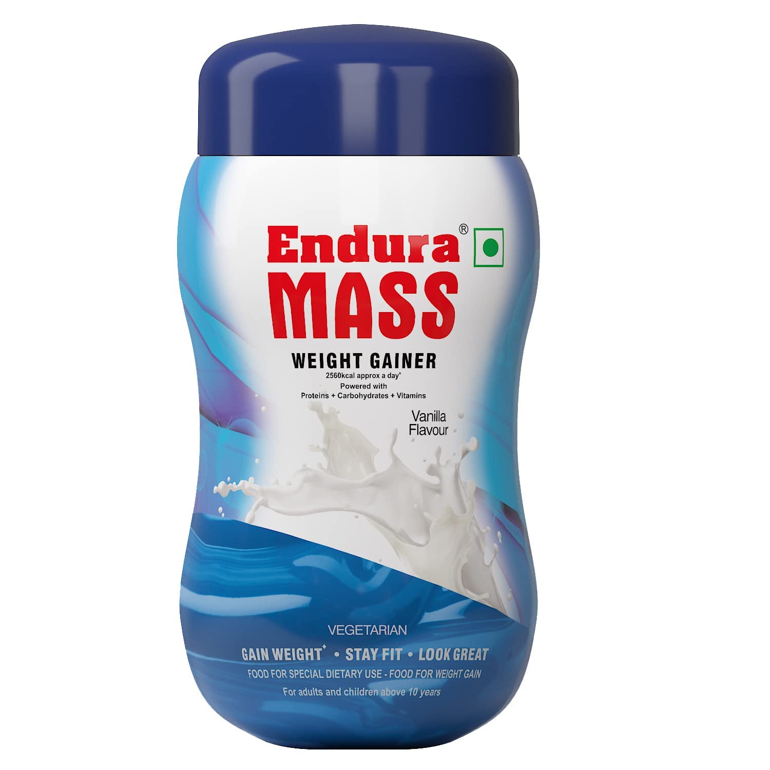 Endura Mass Weight Gainer 500 g Vanillepulver Hochkalorische Nahrungsergänzung für Kinder, Erwachsene, Sportler white