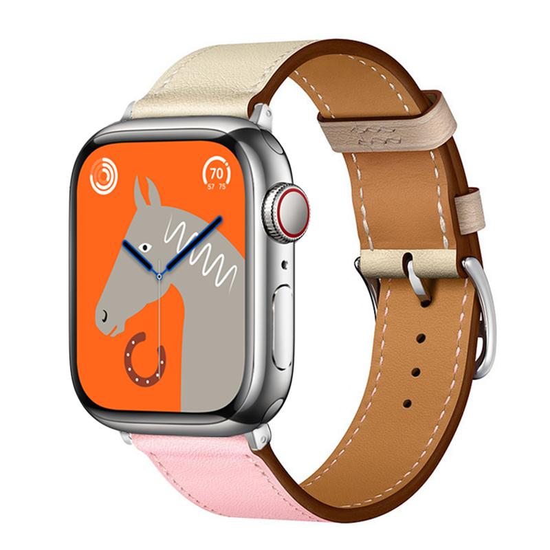 Armband aus Leder für Apple Watch Armband 44 mm 45 mm 40 mm 41 mm Single Tour Hermes Armband Correa iWatch Serie 6 SE 7 8 9 Ultra 2 49 mm 42mm-44mm-45mm-49mm orange