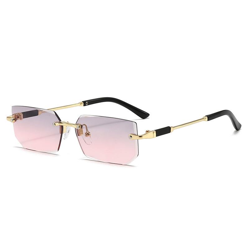 Modische randlose rechteckige Sonnenbrille Beliebte Damen Herren Shades Kleine quadratische Sonnenbrille für weiblich männlich Sommerreisen Oculos MULTI