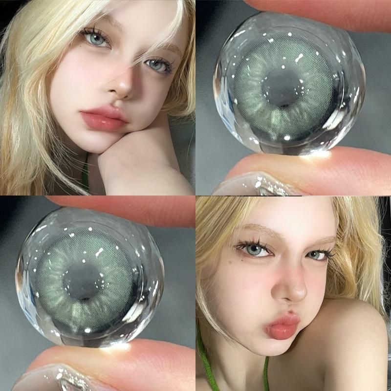 Farbige Kontaktlinsen MillCreek Grün Grau Blau 2 Stück Natürliche weiche Kontaktlinsen 1 Jahr Gebrauch 14,2 MM -3.50 grün