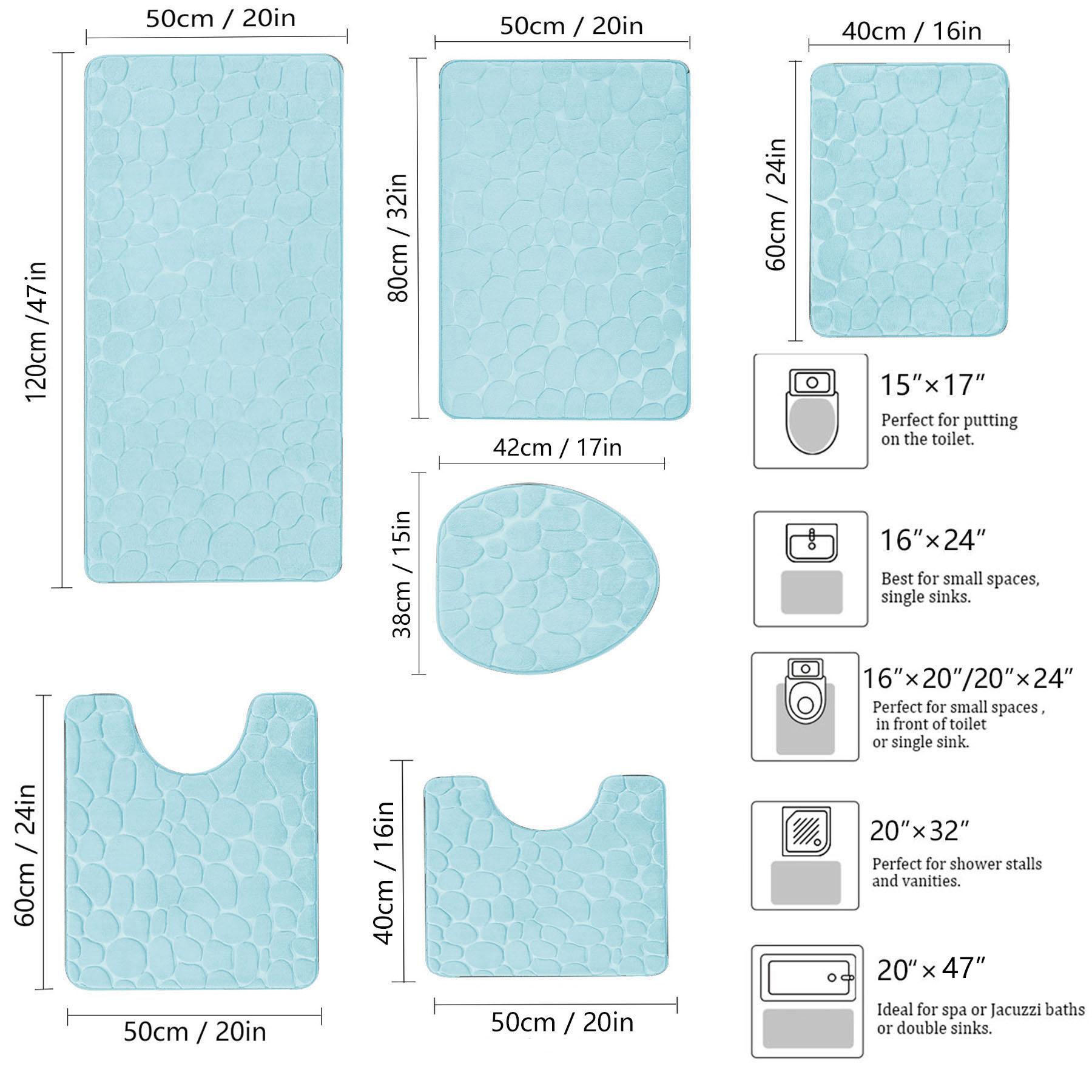 1 Stück, Schwamm Kieselstein Badezimmer Wohnzimmer Eingang Matte Teppich, Toilettensitz, U-förmiger Toilettensitz freie Kombination 500MMx800MM white