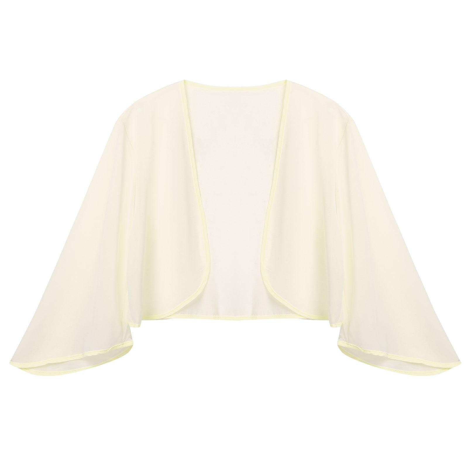 Eleganter Bolero für Damen, 3/4-Ärmel, Chiffon-Cardigan, Hochzeit, Party, Brautkleid, Überzüge XXL champagner