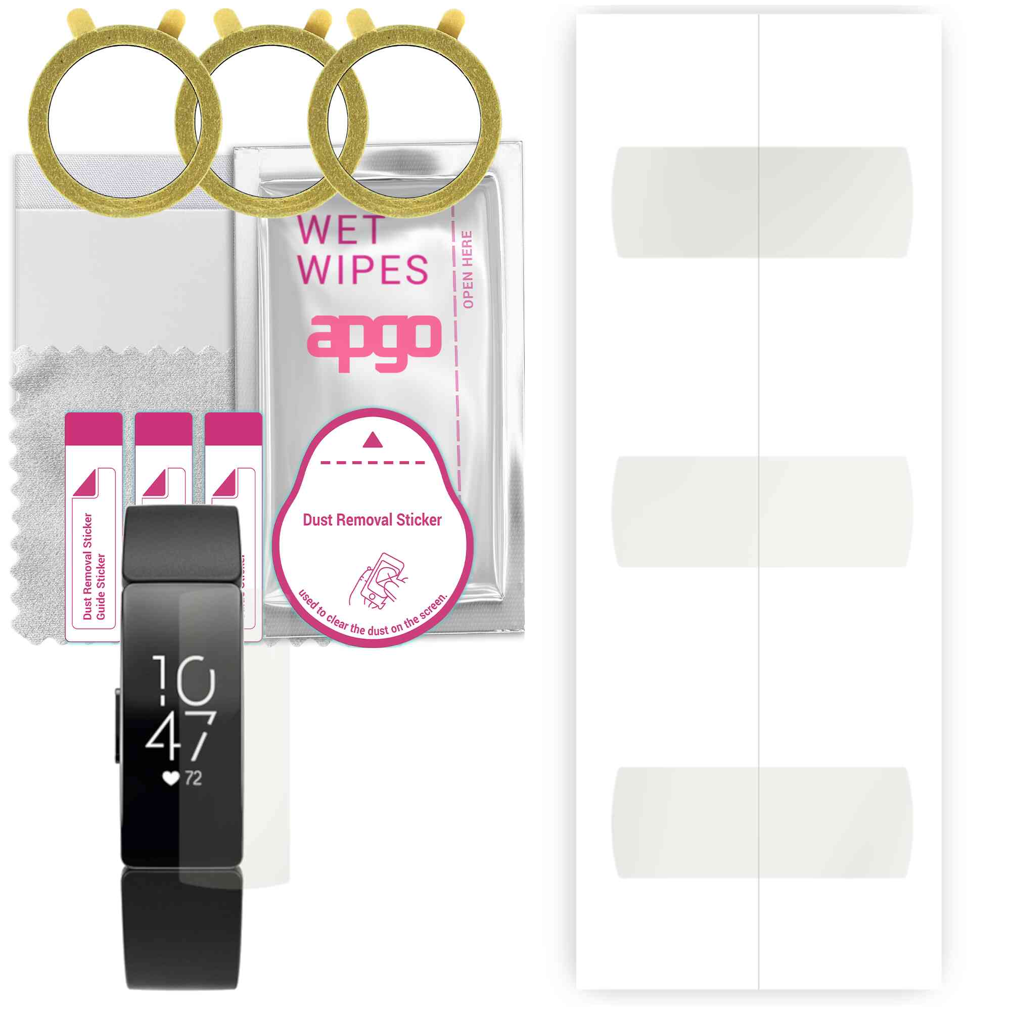 3x apgo Hydrogel Matte Displayschutzfolie für Fitbit Inspire, Hydrogelfolie, Flexibel, Weiches TPU mit Positionierungsschicht einfache Installation