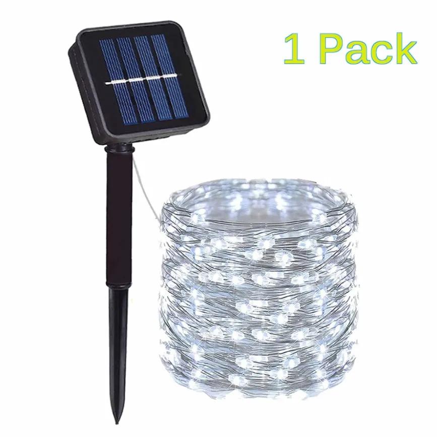 Solar-Lichterkette für den Außenbereich, 5 m/10 m/20 m/30 m, Lichterkette mit 8 Modi, Kupferdraht-Lichter für Gartendekorationen, Hof, Hochzeit 10M weiß
