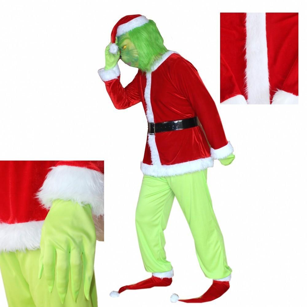 Halloween Cosplay Kostüme COS Grinch Grüne Haare Monster Kleidung Maske Weihnachten Grinch Spielkostüm Dieb Grinch Puppe L