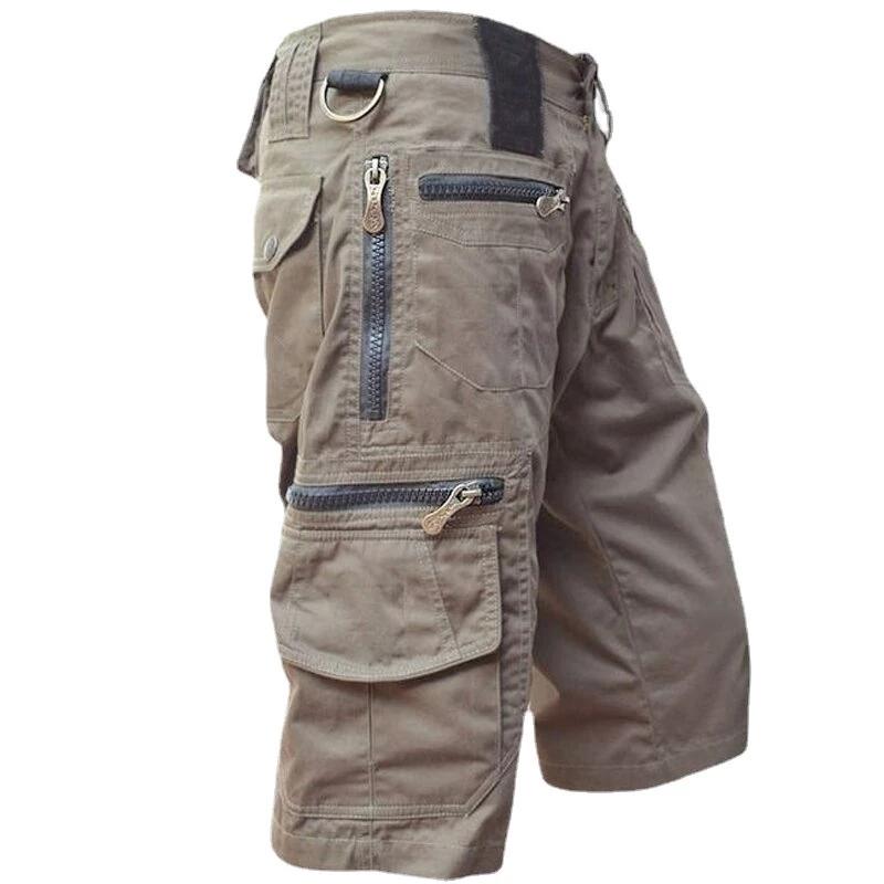 Militär Cargo Shorts Herren Sommer Taktische Jogginghose Shorts Mehrere Taschen Streetwear Relaxed Fit Gerade Shorts Übergröße 5XL XXL khaki