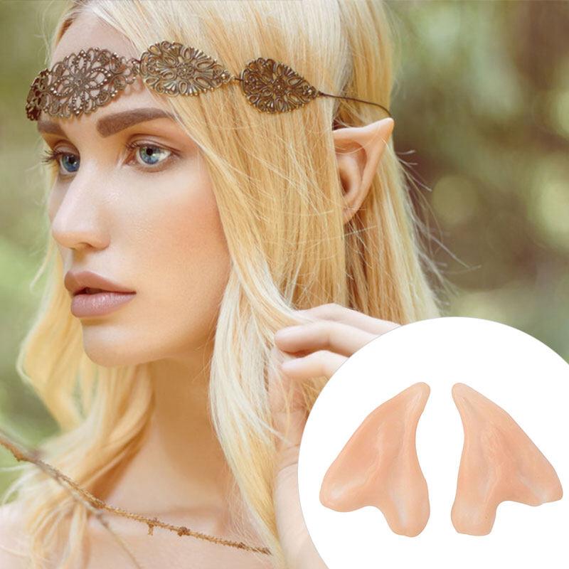 1 Paar Latex Elfenohren Fee Engel Dress Up Falsche Ohren Requisiten Cosplay Supplies Halbohr Halloween Party Foto Requisiten Weihnachtsdekoration beige