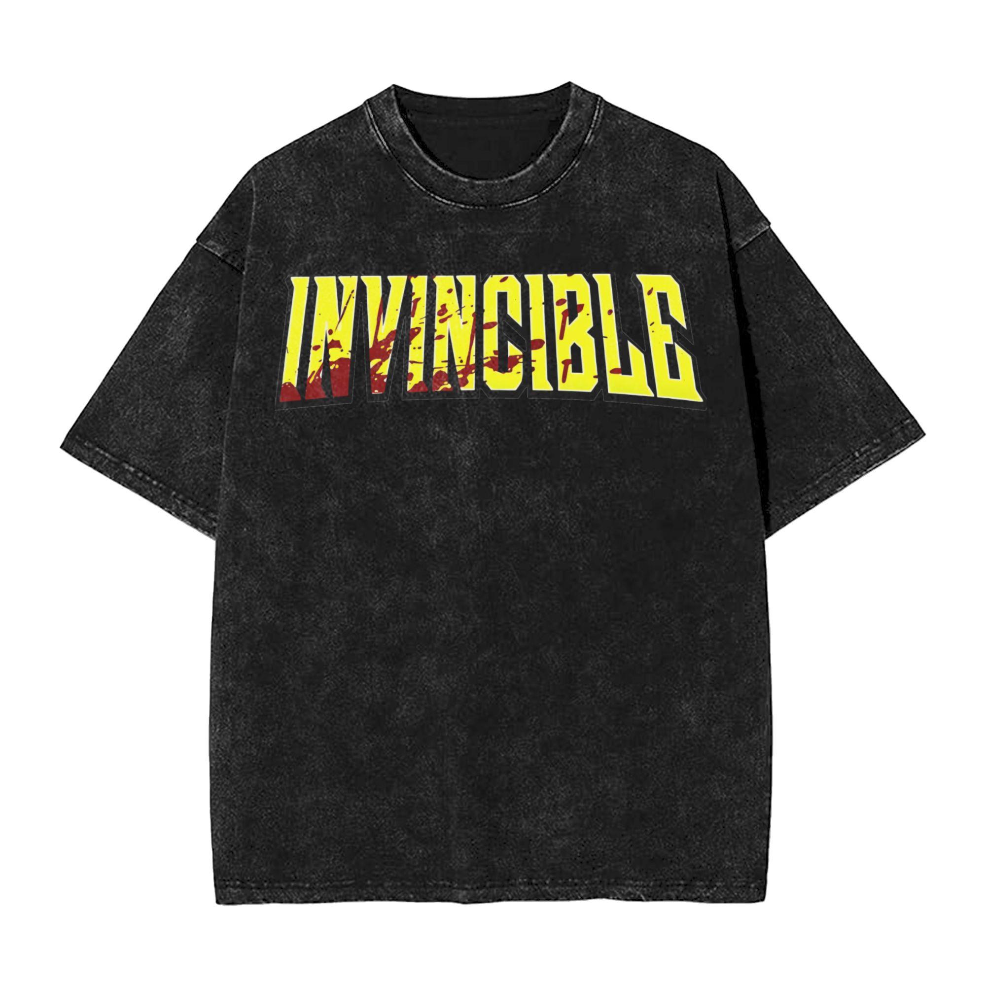INVINCIBLE Blutbeflecktes Logo Gewaschene T-Shirts Streetwear Neuheit T-Shirt T-Shirt für Männer Frauen Baumwolle Streetwear 3XL
