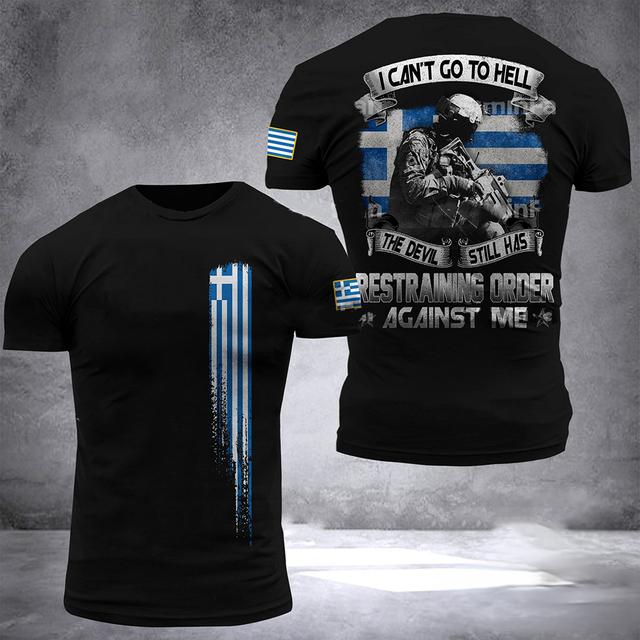 HellasT-shirt für Herren, geometrische Linie, Griechenland-Flagge, nationales Emblem, bedrucktes Herren-T-Shirt, großes, lässiges Herren-T-Shirt für die Straße XS rosa